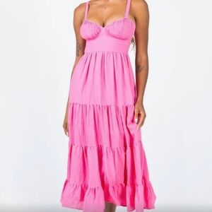 Princess Polly Pink Midi Dress Size US 2